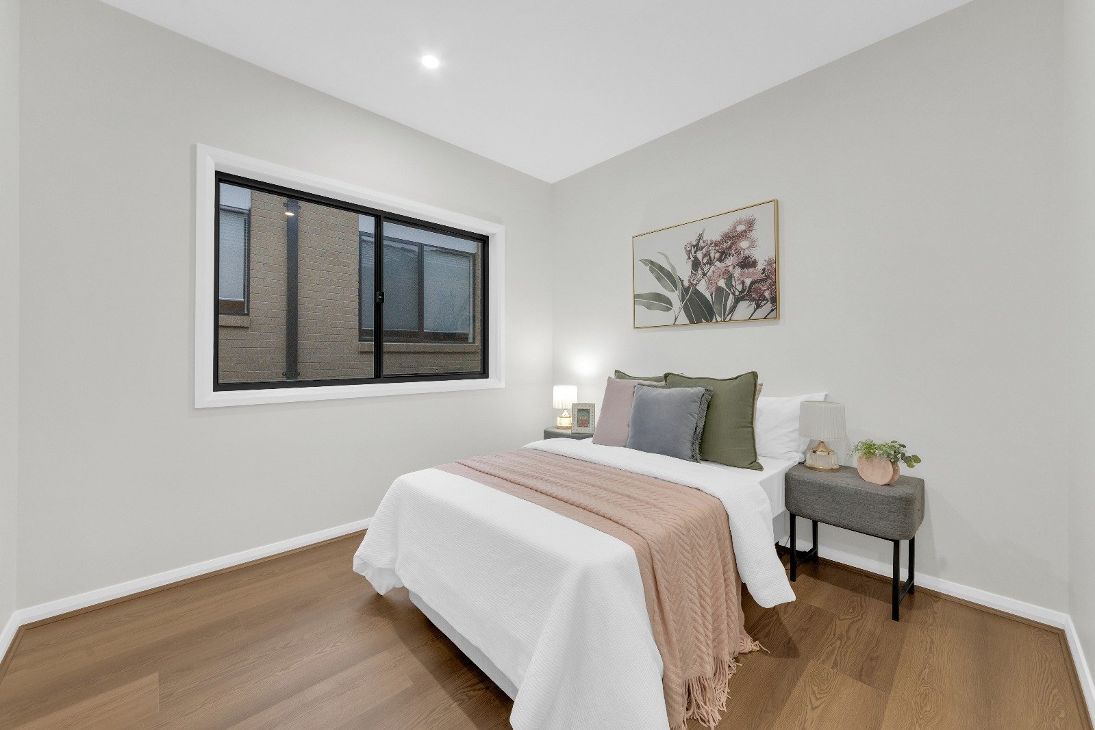 Master bedroom with timber flooring